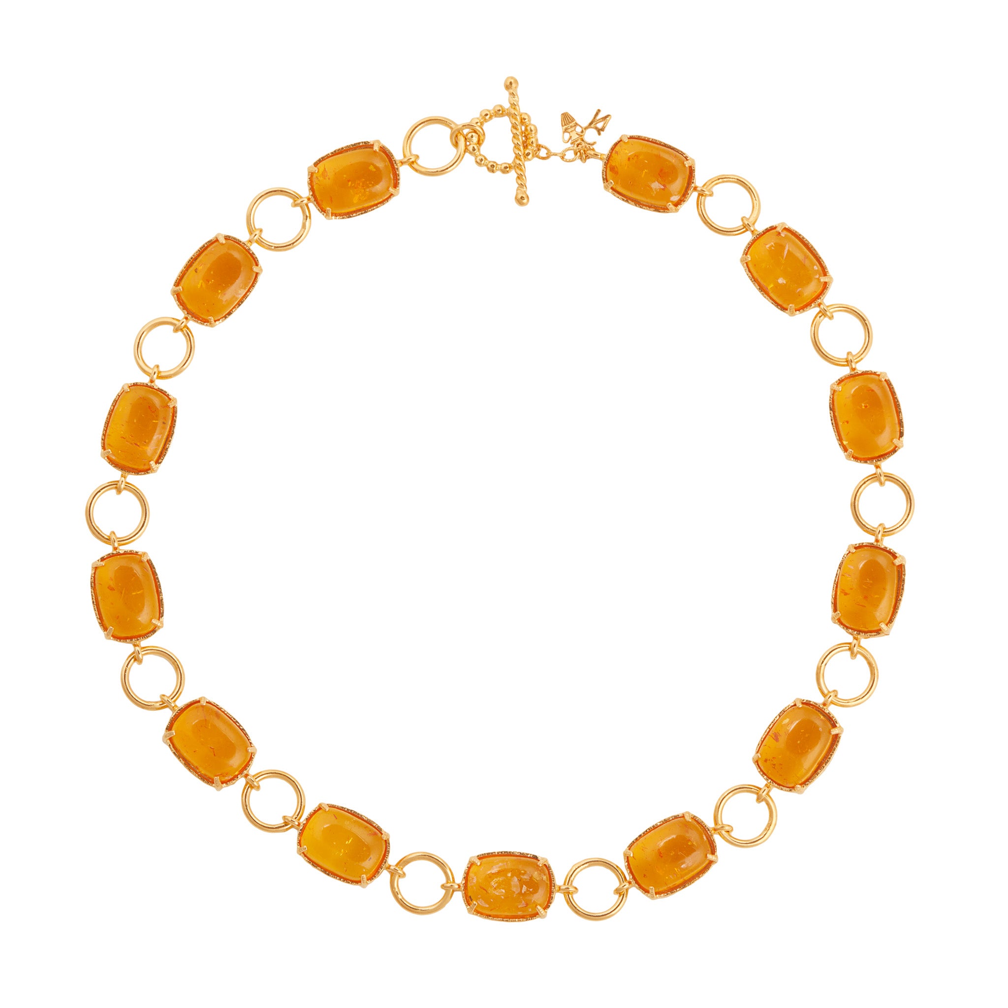 Christie Nicolaides Aurelia Necklace with Amber stones, 24k gold plated