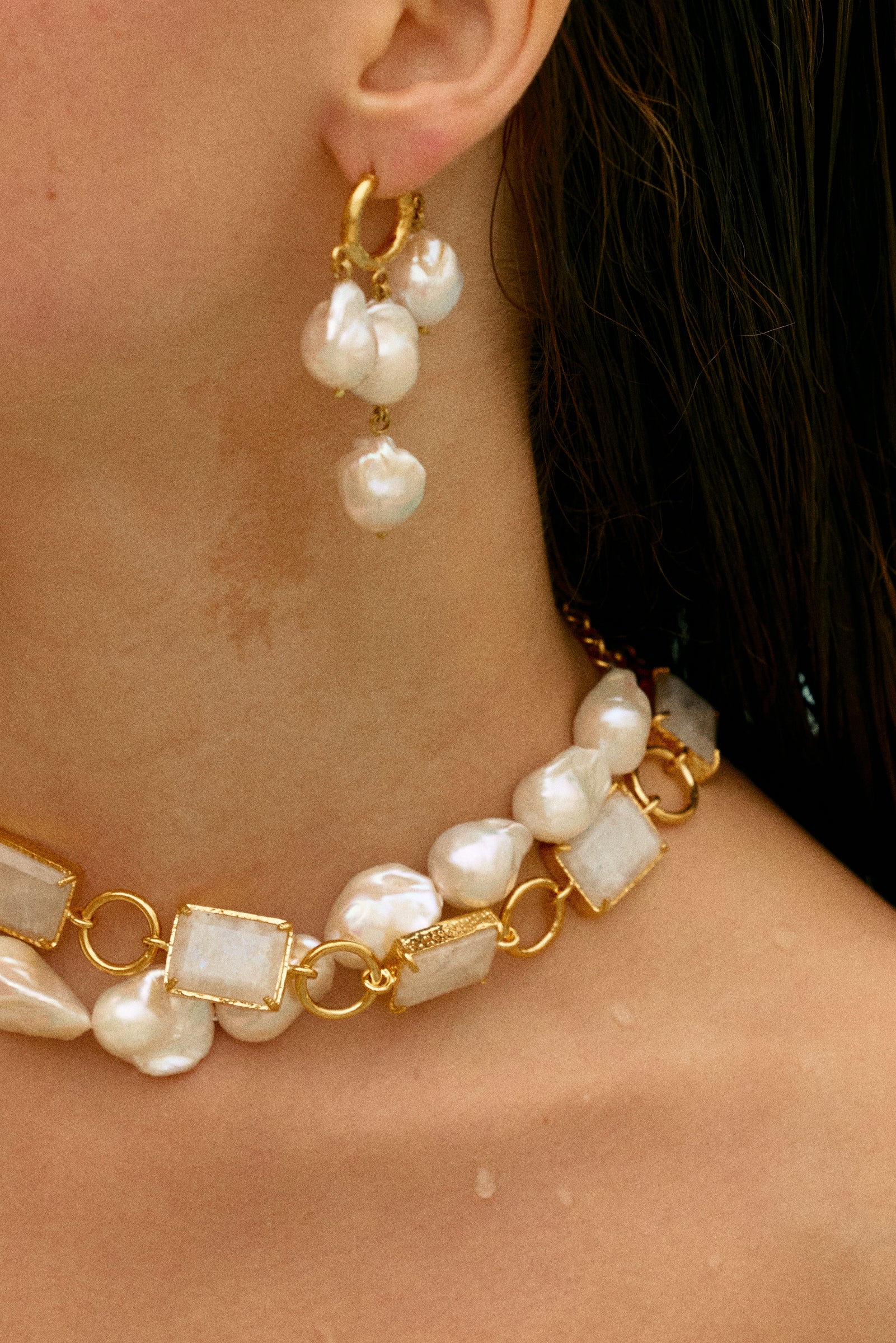 Christie Nicolaides Aurelia Necklace, Moonstone, 24k gold plated