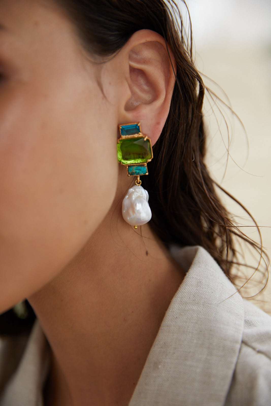 Pale green store earrings