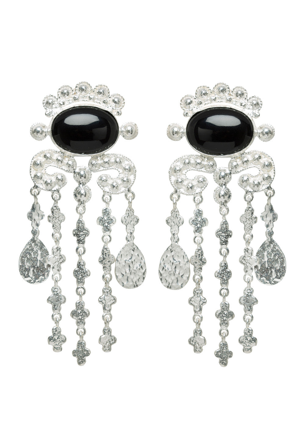 Luxury Designer Euphemia Silver Black Earrings by Christie Nicolaides